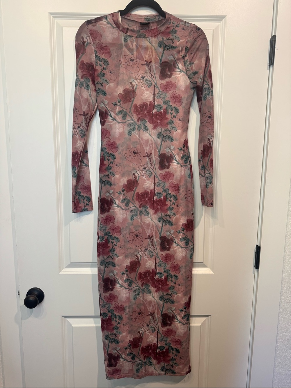 Pinkblush Dusty Rose Floral Long Sleeve Bodycon Dress